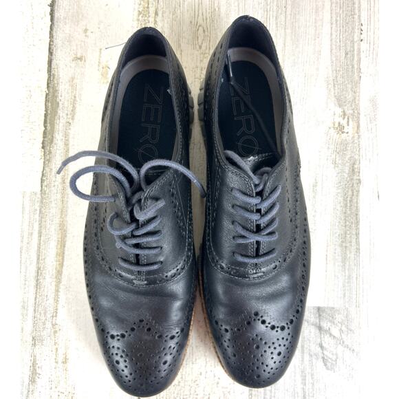 Cole Haan Men’s 10 Black Zerogrand Leather Wingtip Oxford Lace-Up Shoes Loafer - Picture 2 of 10
